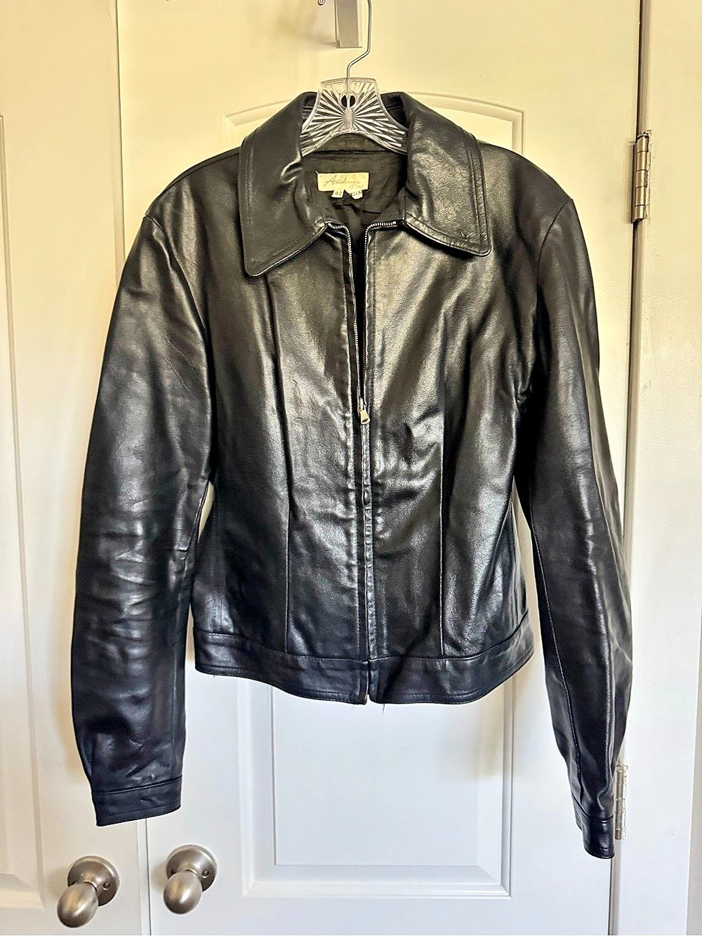 Vintage Anchorage Italian Leather Jacket Black Size 42